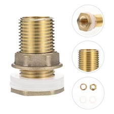 2 Pcs Threaded Brass Bulkhead Connector Water Tank Fitting