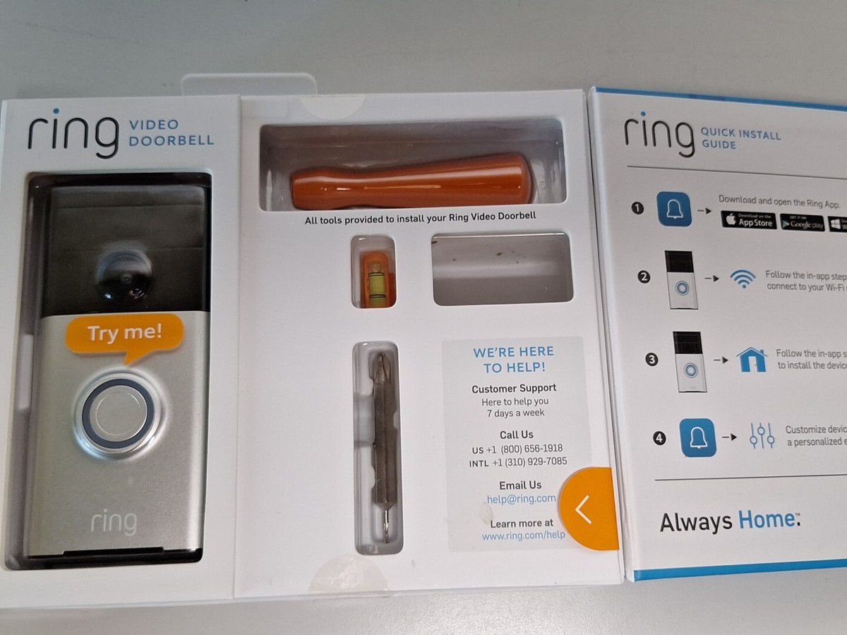 Ring Video Doorbell 720p HD Satin Nickel Security Camera