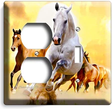 LIPIZZAN STALLION WILD HORSES IN WILDERNESS LIGHT SWITCH PLATE OUTLET WALL COVER