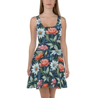 Skater Dress Botany flora flowers design Summer party dress by AniMcLanen |  eBay