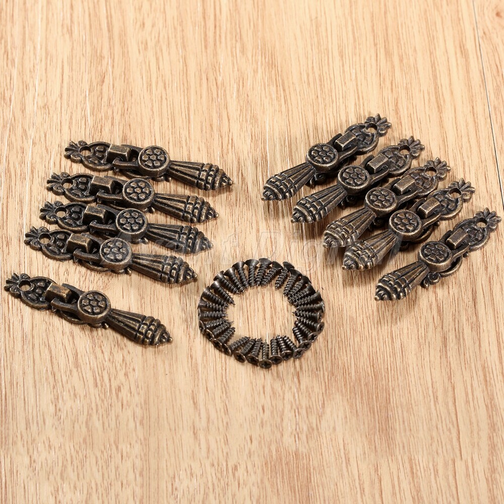 Antique Brass Cabinet Pull Handle Knobs Closet Drawer Dresser Wardrobe Hardware-image