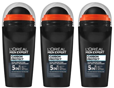   Loreal Men Expert Carbon Protect Deo Roll-On Deoroller 48h Deodorant 3x 50ml  