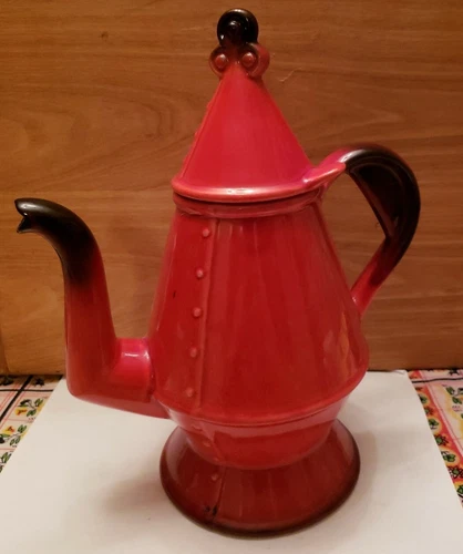 Vintage MCM METLOX of CALIFORNIA POTTERY POPPYTRAIL RED ROOSTER COFFEE TEA POT