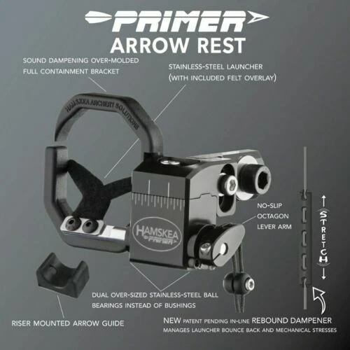 NEW HAMSKEA PRIMER ARROW REST, R/H-BLACK mathews hoyt Left Handed Bow Rest LH - Image 2 of 2