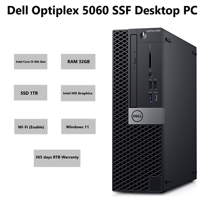 Dell Optiplex 5060 PC Computer i5-8500 6 Core CPU 32GB Ram 1TB SSD