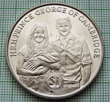 BRITISH VIRGIN ISLANDS 2013 DOLLAR, CHRISTENING OF PRINCE GEORGE, BU