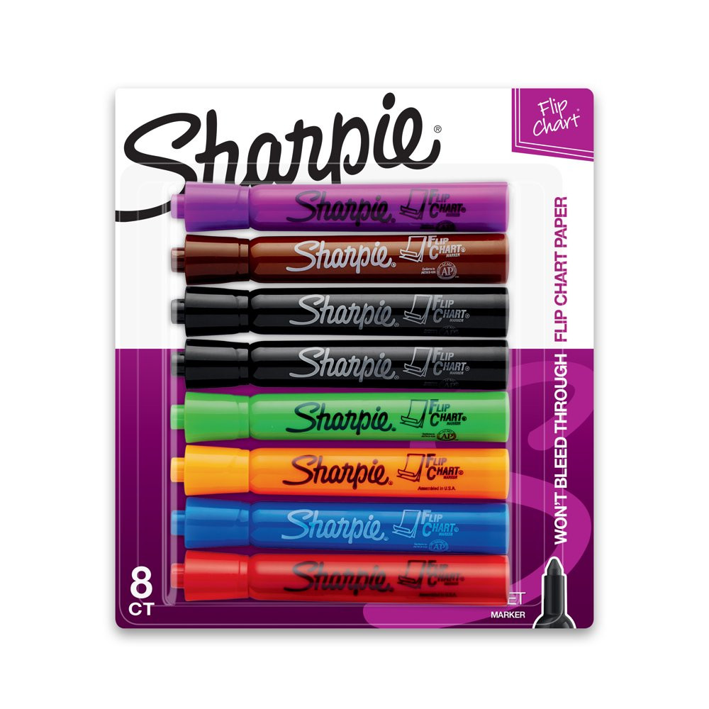 Bullet Tip Flip Chart Markers Highlighting Assorted Colors Office School 8 Pack