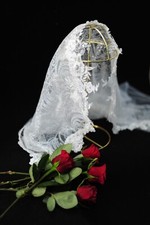 Original handmade vintage heavy embroidery glitter veil