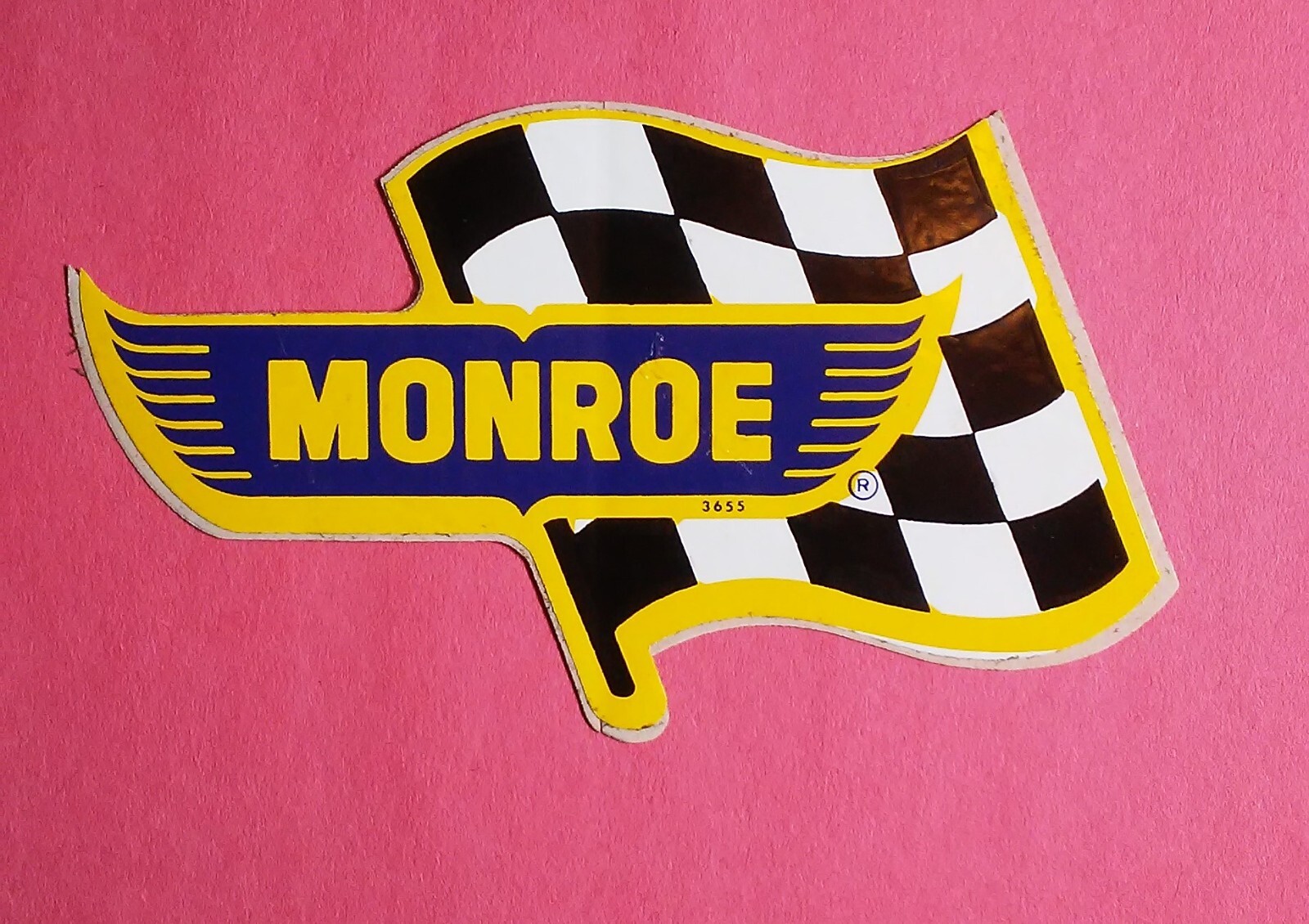 Monroe Sticker Shocks Vintage Monroe Shocks Sticker Checkered Flag 4.5