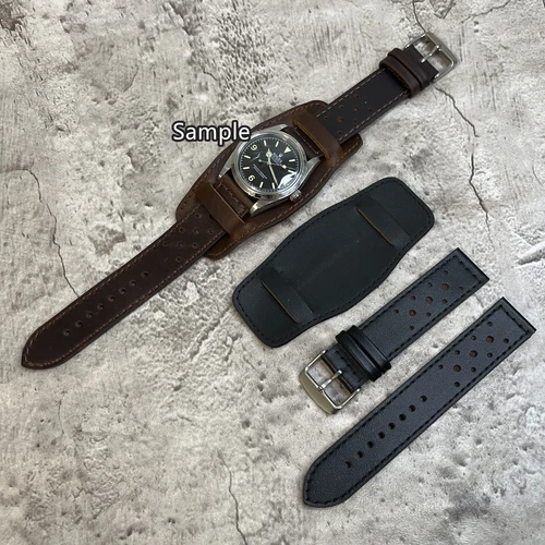 Military Pilot Bund Style Cow Leather Watch Strap Band Size 20/22mm #169H