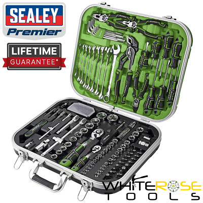 Sealey Mechaniker Werkzeug Kit 144-teilig Hi-Vis Grün Premier Handwerkzeuge Aufbewahrungskoffer