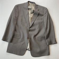 Hart Schaffner Marx 44R Brown Blue Houndstooth Wool USA Jacket Blazer Sport Coat