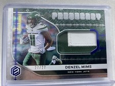 2020 DENZEL MIMS Panini Elements FREQUENCY Jersey Patch Blue /27 RC Jets SSP