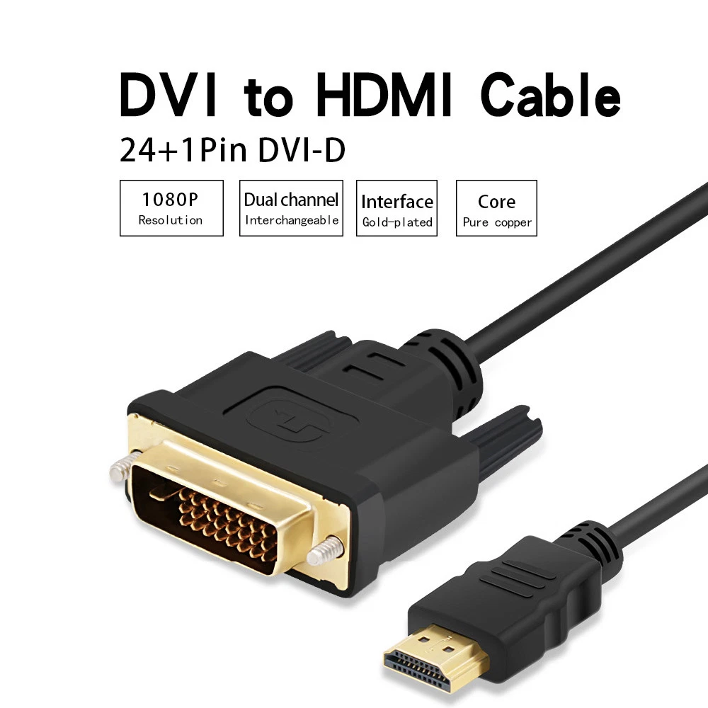 vejr Et centralt værktøj, der spiller en vigtig rolle Uretfærdighed DVI to HDMI Cable Lead 25 Pin Dual Link DVI-D Converter Adapter PC Monitor  TV UK | eBay