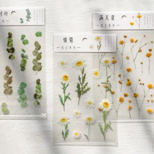 Floral Plant PET Flat Stickers Decorative Album Diy Scrapbooking Sticker Crafts