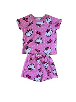 Hello Kitty Girl Pajama Set Size 5/6 Shorts & Short Sleeve For Summer Sleepware
