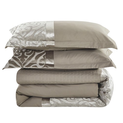 Luxus 3-teilig Damast Bettdecke Quiltbezug Bettwäsche Set Doppel Kingsize Kissenhülle - Bild 11 von 39