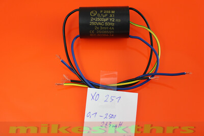X0251 Entstörkondensator 0,1µF+2x2500pF+2 x 3mH 250V Störschutzfilter 0,1uF+2,5n