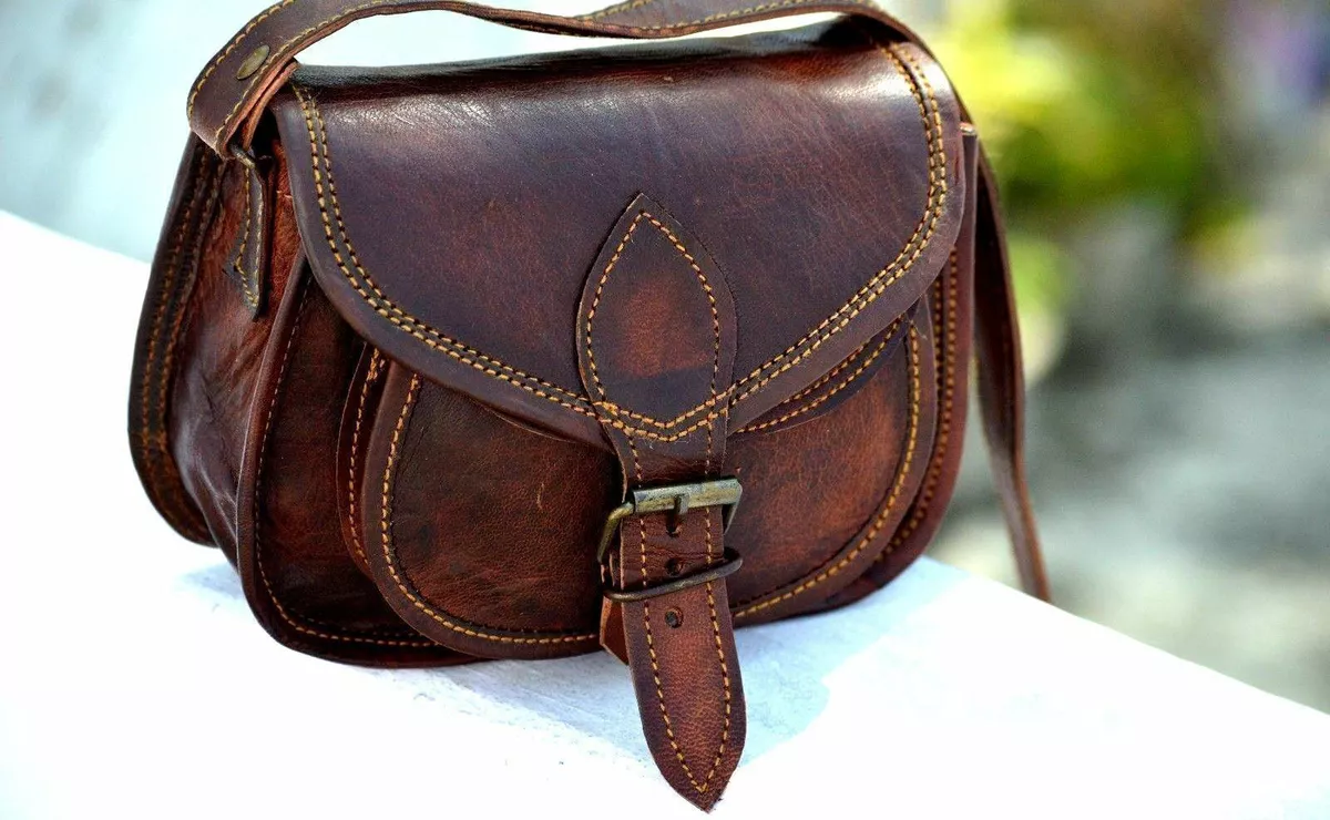 Vintage Womens Genuine Real Leather Handbag Shoulder Bag Satchel Messenger  New | eBay