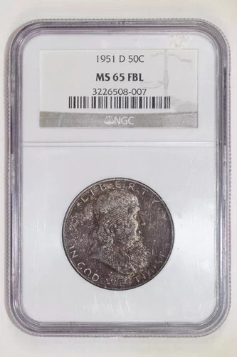 1951-D FRANKLIN HALF DOLLAR NGC MS65 FBL