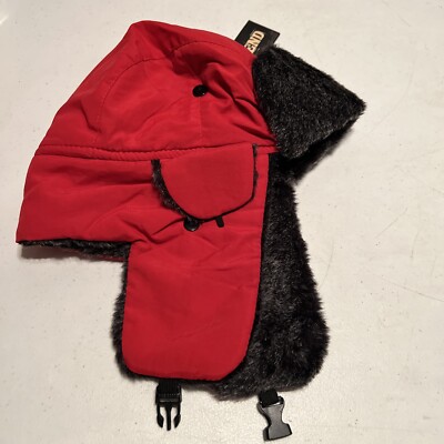 Westend Trapper Hat Faux Fur Red OS Unisex Cap Lined Snap Adult Polyester NWT
