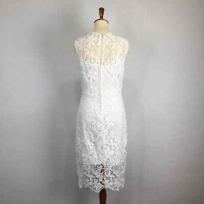 Bison Bisou white lace sleeveless dress by Michelle Bombat Size 10 | eBay