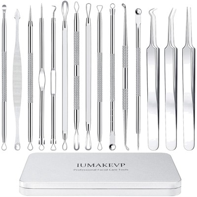 15-teiliges Blackhead Remover Set aus Edelstahl - Perfektes Anti-Akne Werkzeug
