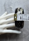 VTG 80'S LUCITE BANGLE BRACELET BLACK FLORAL LACE INCLUSION CREAM BASE CLEAR TOP — photo 7