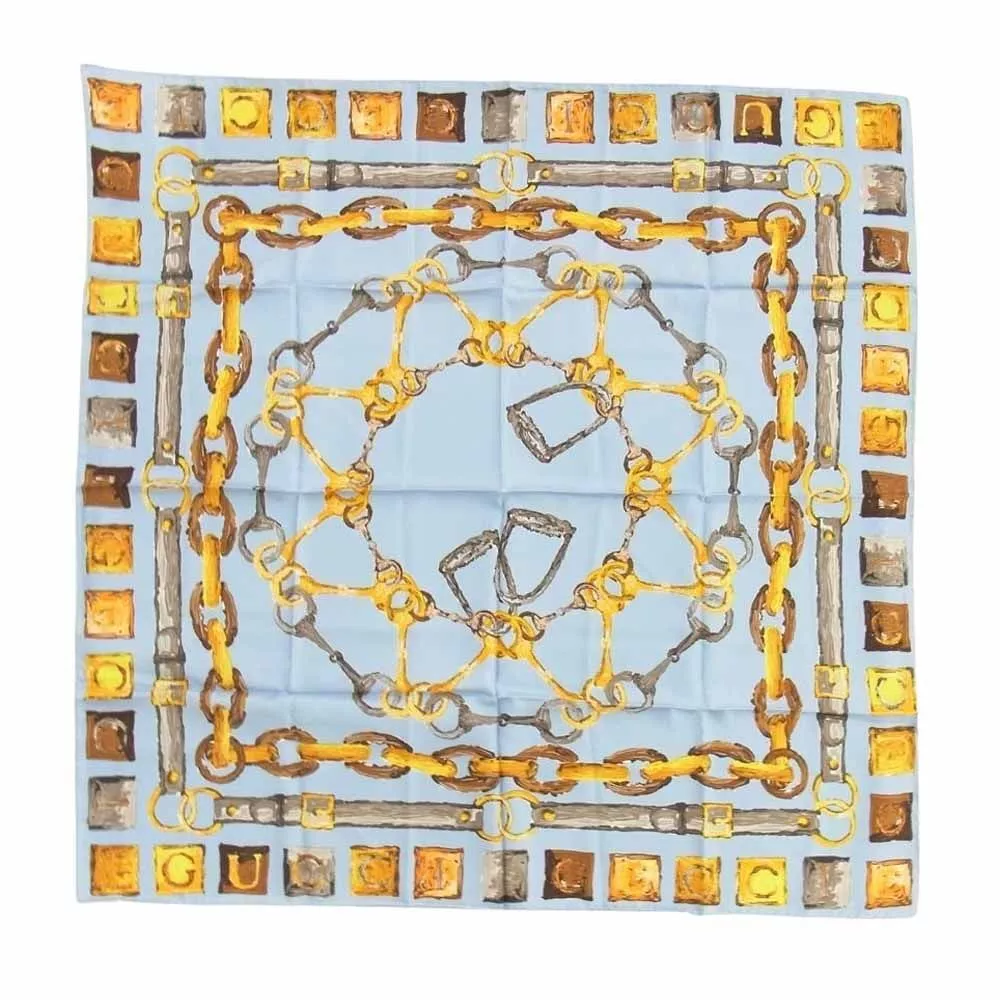 Châle de stall écharpe motif embout tuyau soie bleue GUCCI