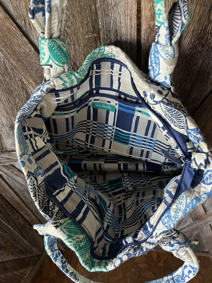 Vera Bradley Bolso de Mano Cartera Bandolera Azul Teal Gris Floral Foto 4 de 4