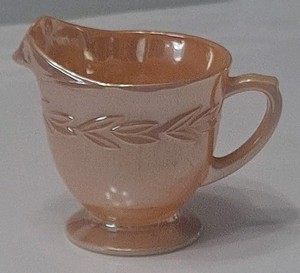 Fire-King Peach Luster Creamer Pitcher Laurel Leaf