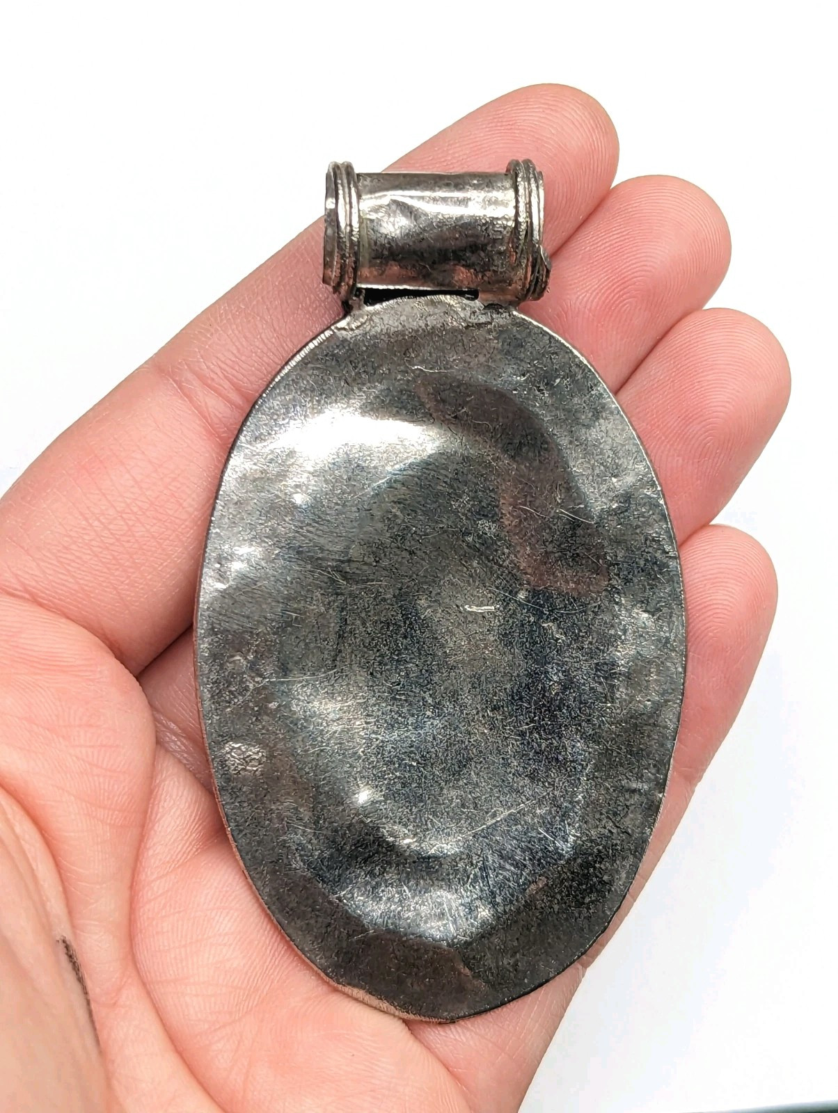 Large Silver Tone Multicolor Abalone Shell Boho P… - image 5