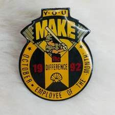 Vtg 1992 Shell Oil October Employee of the Month Award Pin