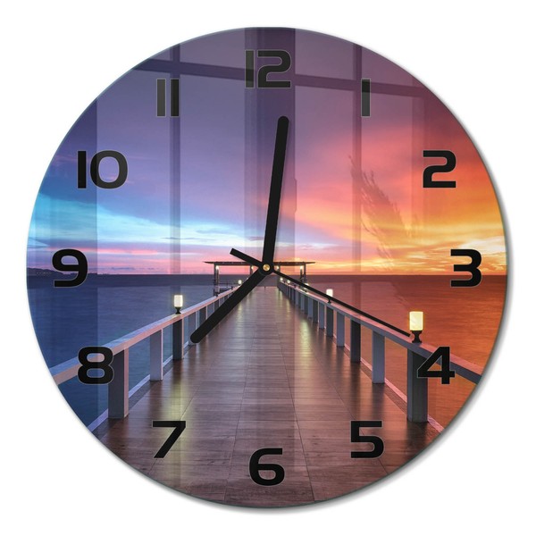 Dekorative Wanduhr Mit FließEnden Zeigern HolzbrüCke Schwarze Zeiger Fi30 Cm-image
