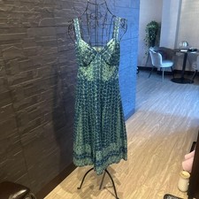Marc Jacobs Cotton Strap Flower Print Dress Green Lined Size 6 MJ1225194