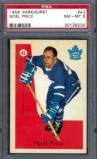 1959 Parkhurst #42 PSA 8 Noel Price Maple Leafs 42 SET BREAK