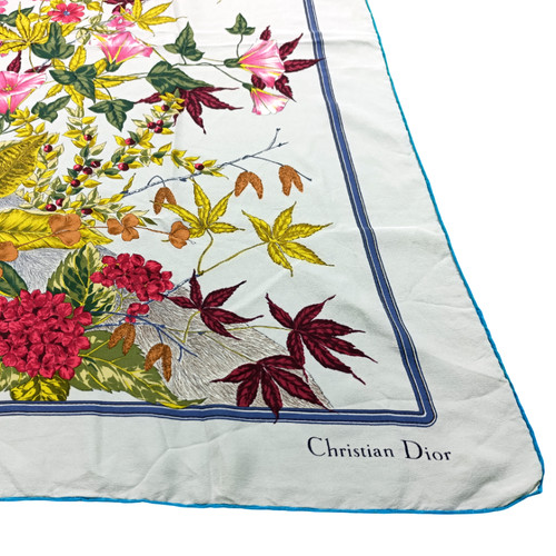 Christian Dior Silk Scarf Vintage Fox Animal Floral Luxury Auth Made in Italy 87, $159 - Photo 12