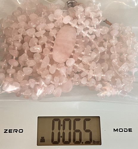 Vintage Rose Quartz Necklace 20" Feminine Spring Pink Bib Style Statement Chunky - Picture 6 of 6
