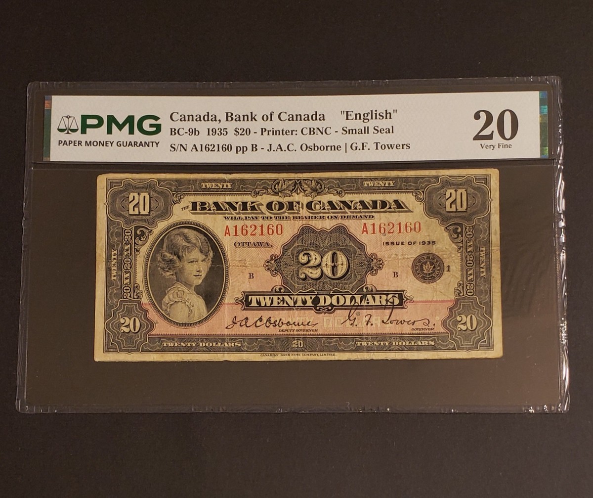1935 Bank of Canada $20 Banknote. 