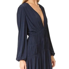 Zimmerman Adorn Scrunch Dress Size 3 Dark Blue Feminine Drape Elasticated Ruched