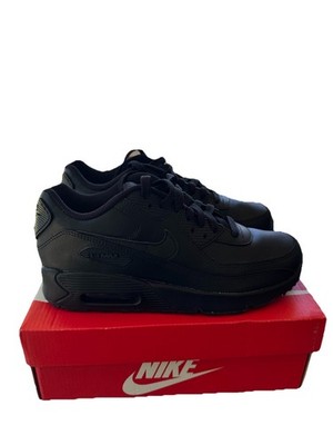 Nike Air Max 90 Unisex Kids Black Low Top Leather Lace Up Sneakers 6.5Y