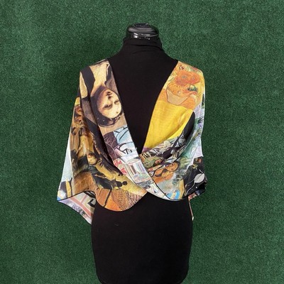 NWT Art Silk Shrug Wrap By Uru - Infinity Scarf Asymmetric Spring Summer