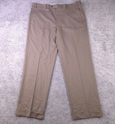 Zanella Pants Mens 38 40x30 Todd Wool Dress Straight Leg Cuffed Flat Front Khaki