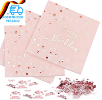 32 StüCk Servietten Geburtstag Rosegold, Happy Birthday Servietten Rosa, Geburts