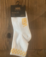 VANS OFF THE WALL White With Yellow Checkered Graphic Socks