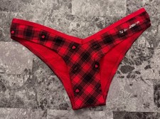 NWT VICTORIA'S SECRET PINK RED PLAID TIS THE SEASON V STYLE TANGA CHEEKY PANTIES