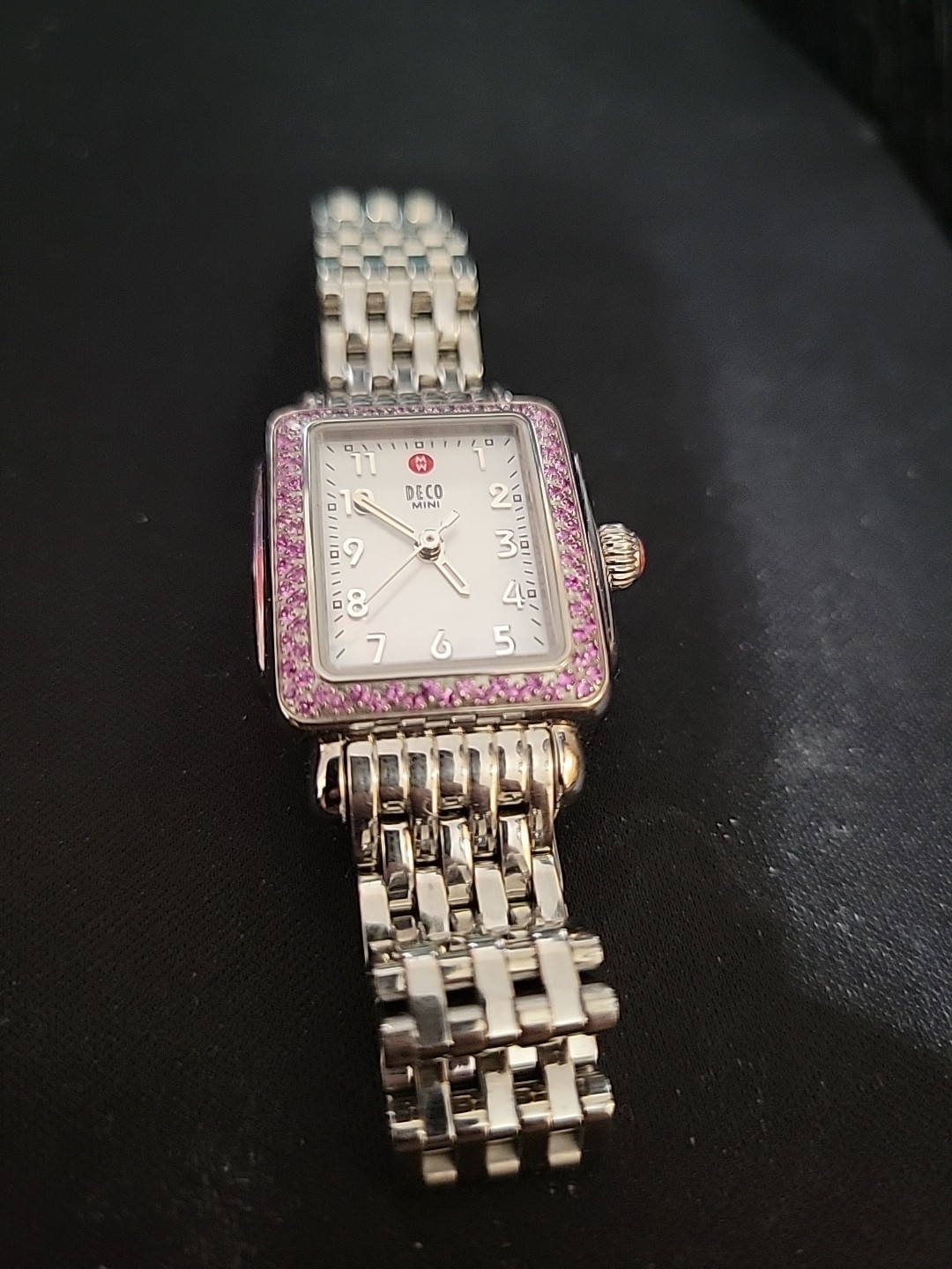 Michele Deco Mini Pink Sapphire Accent Watch