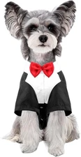 Kuoser Dog Tuxedo and Bandana Set, Wedding Suit with Bow X-Small, Black 