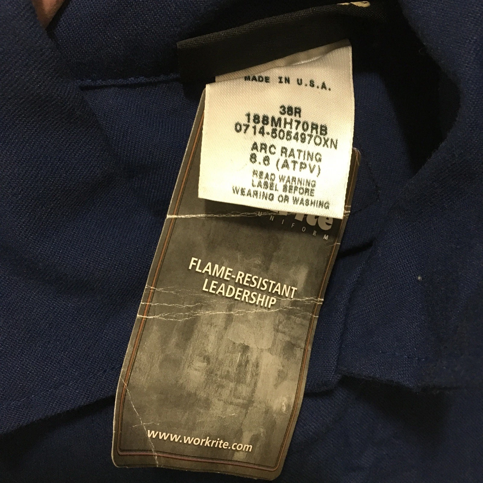 Workrite Brand FR Fire Flame Resistant Coveralls Indura Navy Blue 38-R NWT - product detail image 3
