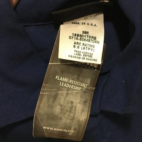 Workrite Brand FR Fire Flame Resistant Coveralls Indura Navy Blue 38-R NWT image 3